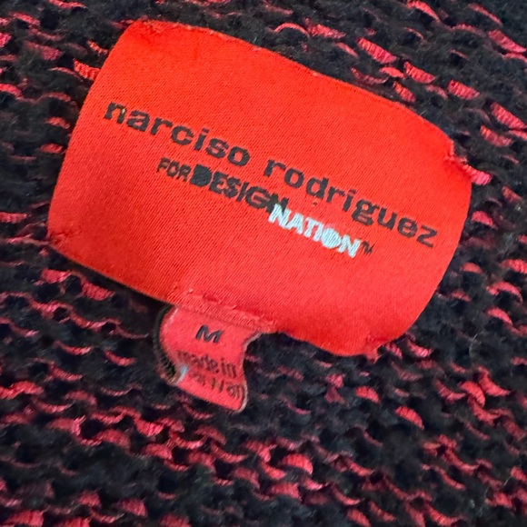 Narciso Rodriguez Design Nation Long Red & Black Knit Cardigan Sweater Women's M - Picture 3 of 3